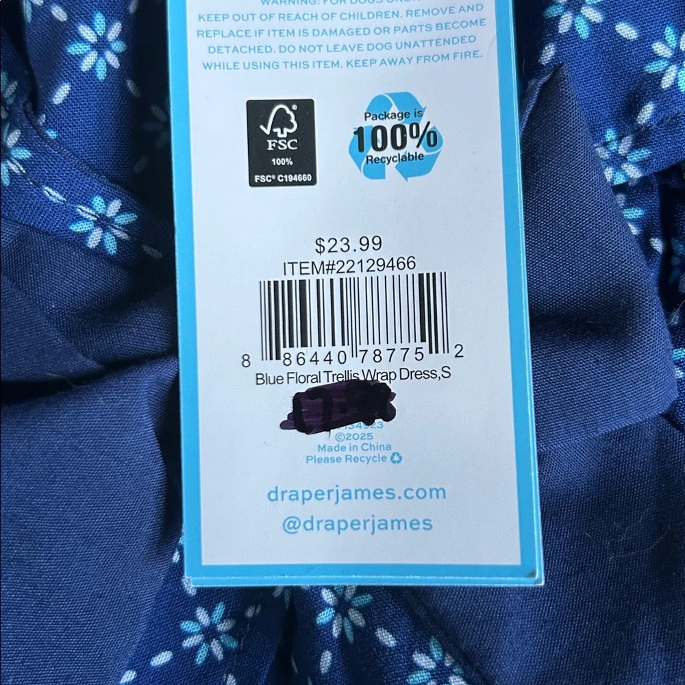 Draper James Floral Wrap Dog Dress S